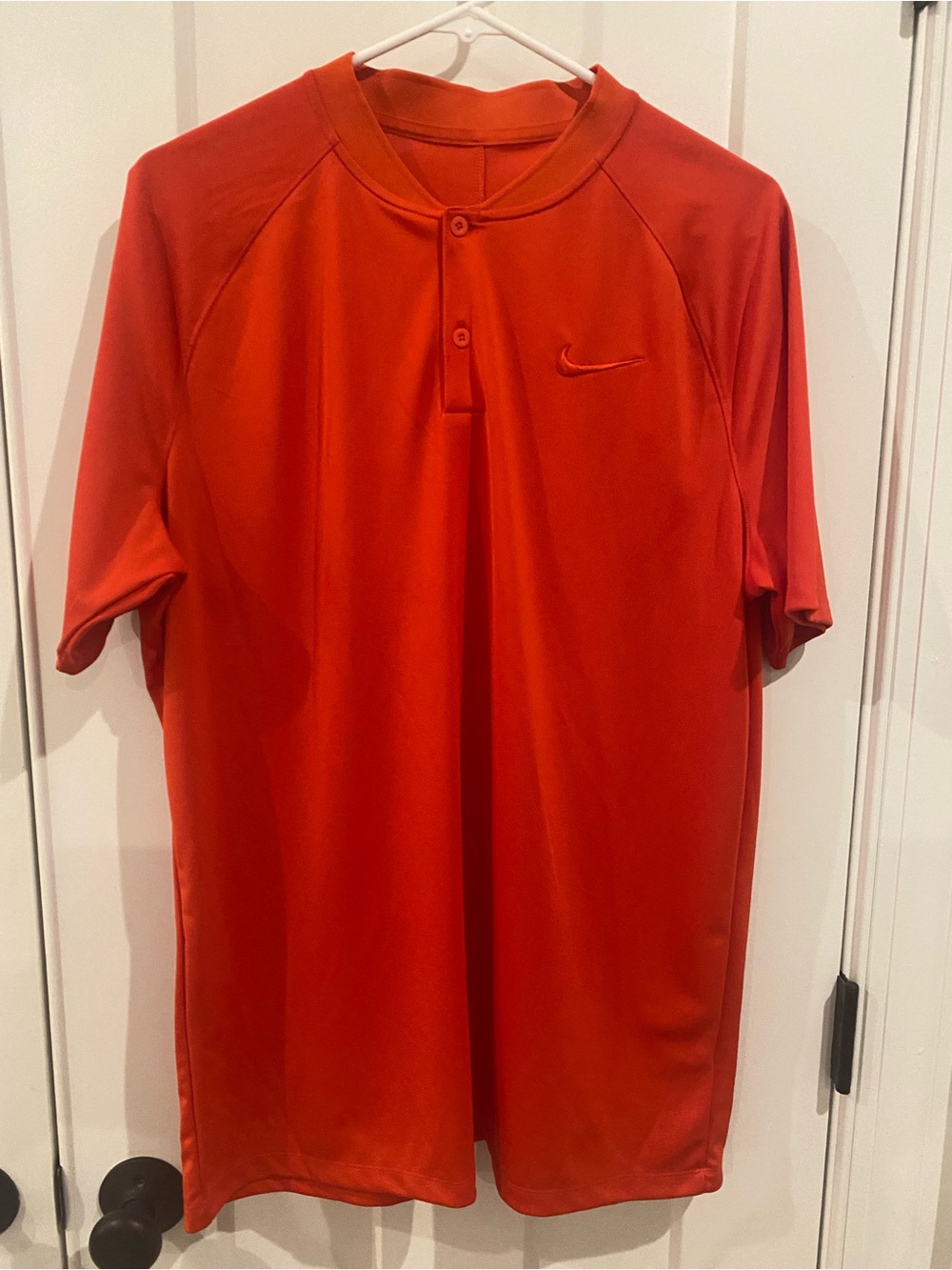 Nike Men’s Short-Sleeve Henley Polo - Red/Orange